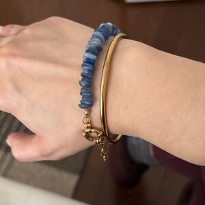 2 Elegant Blue and Gold Bracelet Set